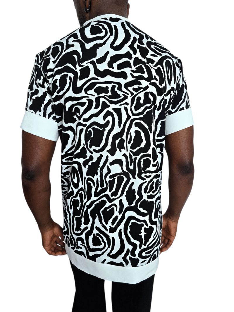 Chemise Imprimée « Contrast Flow » – Noir & Blanc