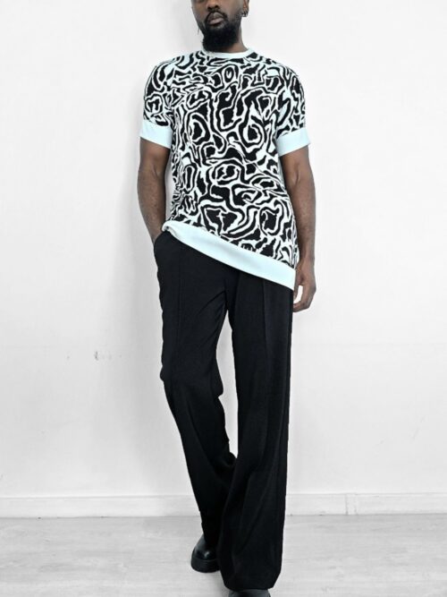 Chemise Imprimée « Contrast Flow » – Noir & Blanc