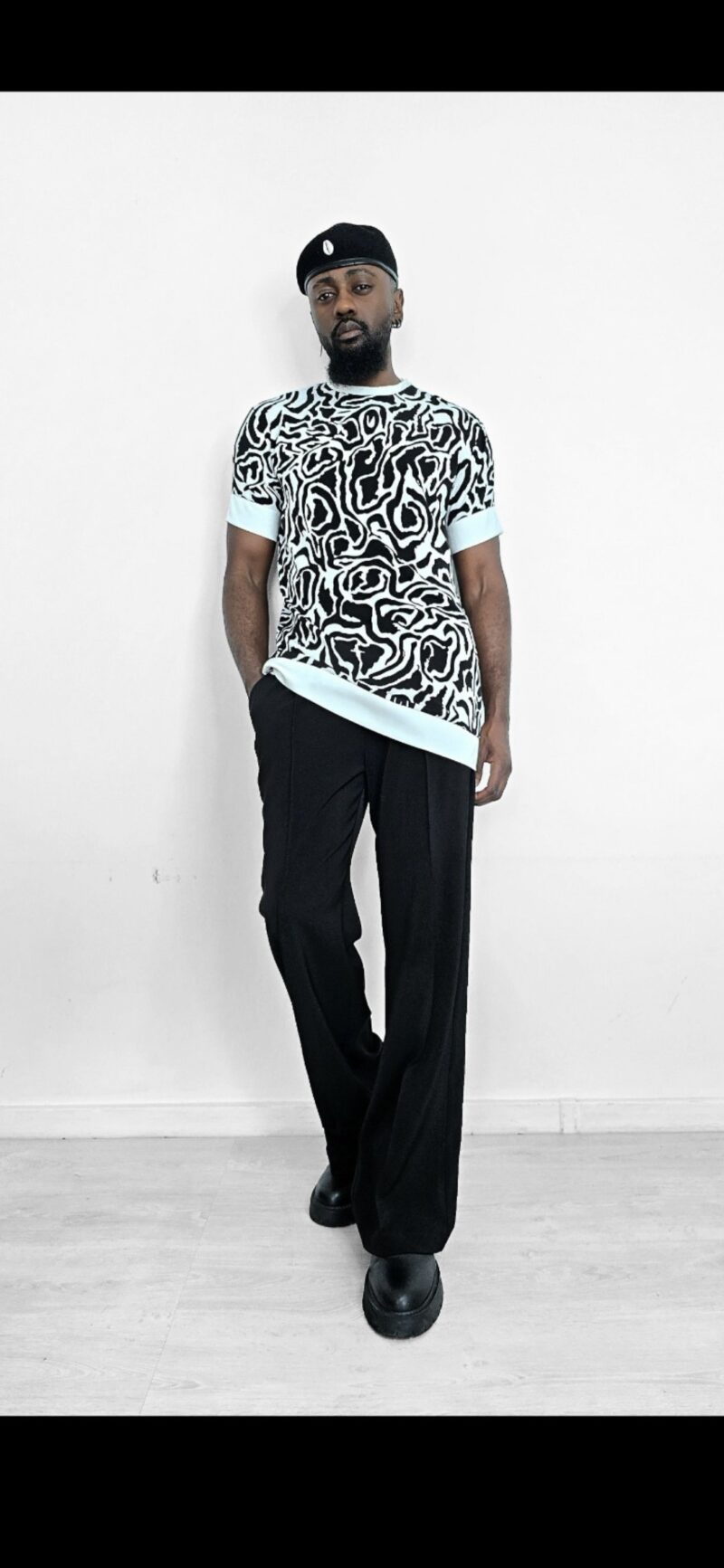 Chemise Imprimée « Contrast Flow » – Noir & Blanc