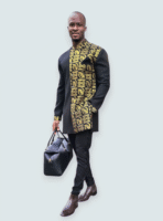 Chemise "Afro King" – Noir & Or Royal
