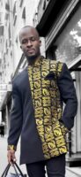 Chemise "Afro King" – Noir & Or Royal