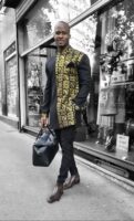 Chemise "Afro King" – Noir & Or Royal