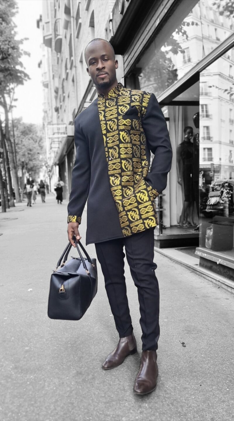 Chemise "Afro King" – Noir & Or Royal