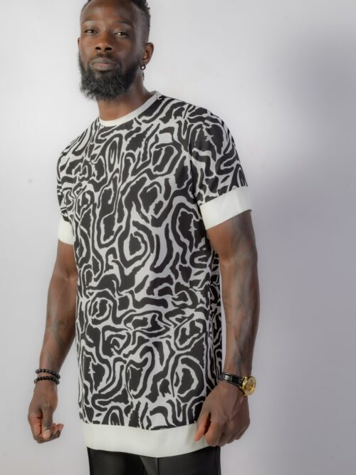 Chemise Imprimée « Contrast Flow » – Noir & Blanc