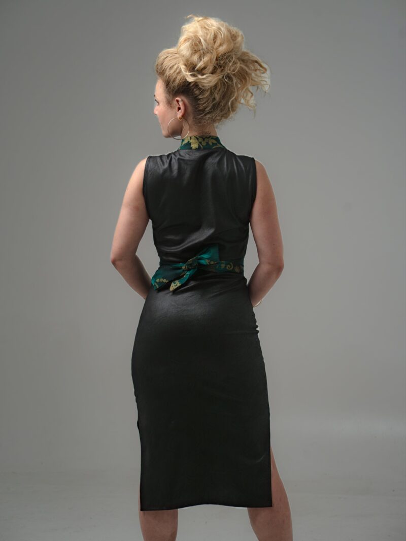 Robe Zuri — Simili-cuir & Wax Émeraude