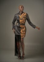 Veste-Robe Femme ·LOBIKO Simili-Cuir & Raphia · Pièce Unique