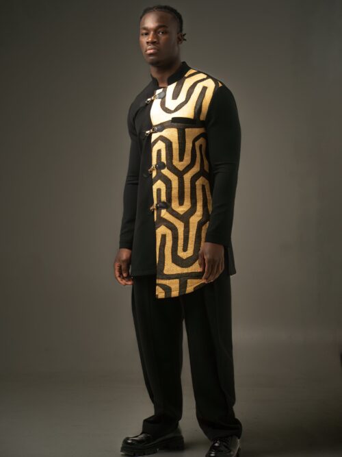 Chemise raphia Kuba Col Mao « MBOKA » —