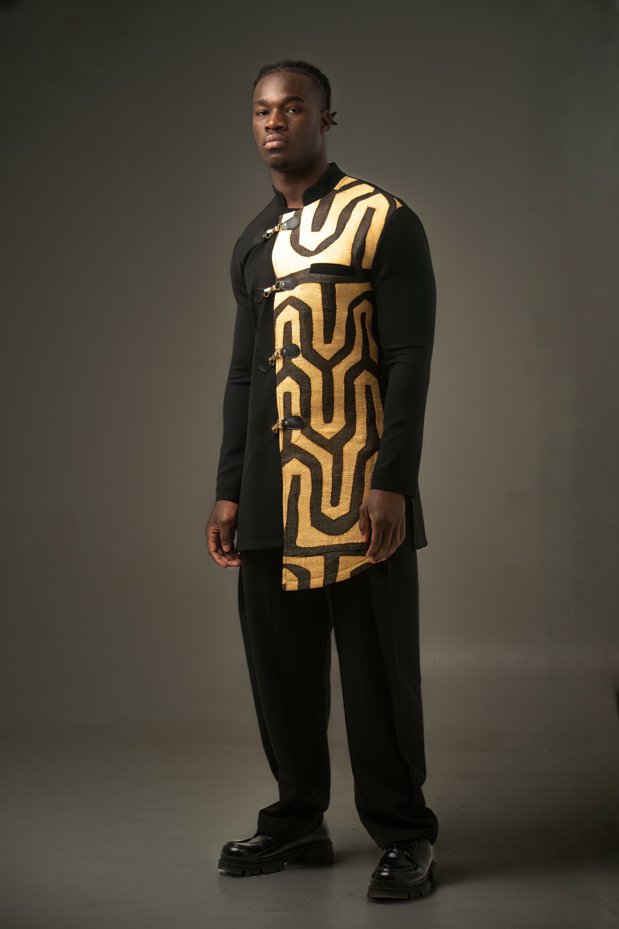 Chemise raphia Kuba Col Mao « MBOKA » —