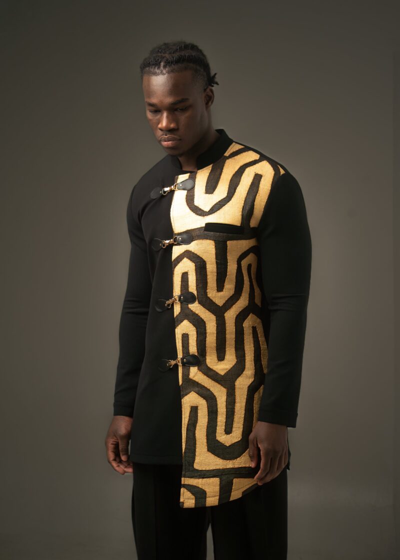 Chemise raphia Kuba Col Mao « MBOKA » —