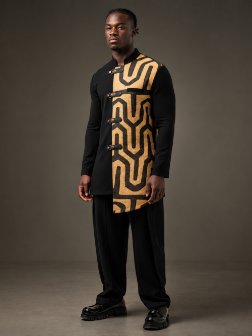 Chemise raphia Kuba Col Mao « MBOKA » —