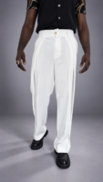 Pantalon pince plissée PEMBE – Crêpe Fluide Blanc Cassé Oversize Plissé