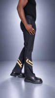 Pantalon BOKONZI – Denim Noir & Raphia Kuba Congo