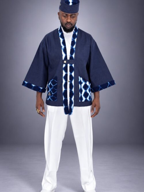 Kimono BULU – Veste Oversize Jean Brut & Bogolan Indigo Mali
Modèle unique