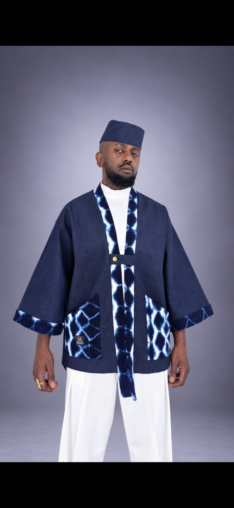 Kimono BULU – Veste Oversize Jean Brut & Bogolan Indigo Mali
Modèle unique