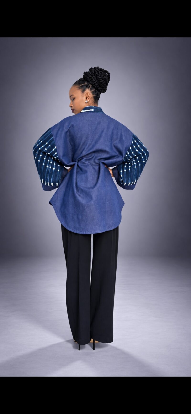 Kimono NZELA – Veste Jean Brut & Indigo Rayé Burkina Faso