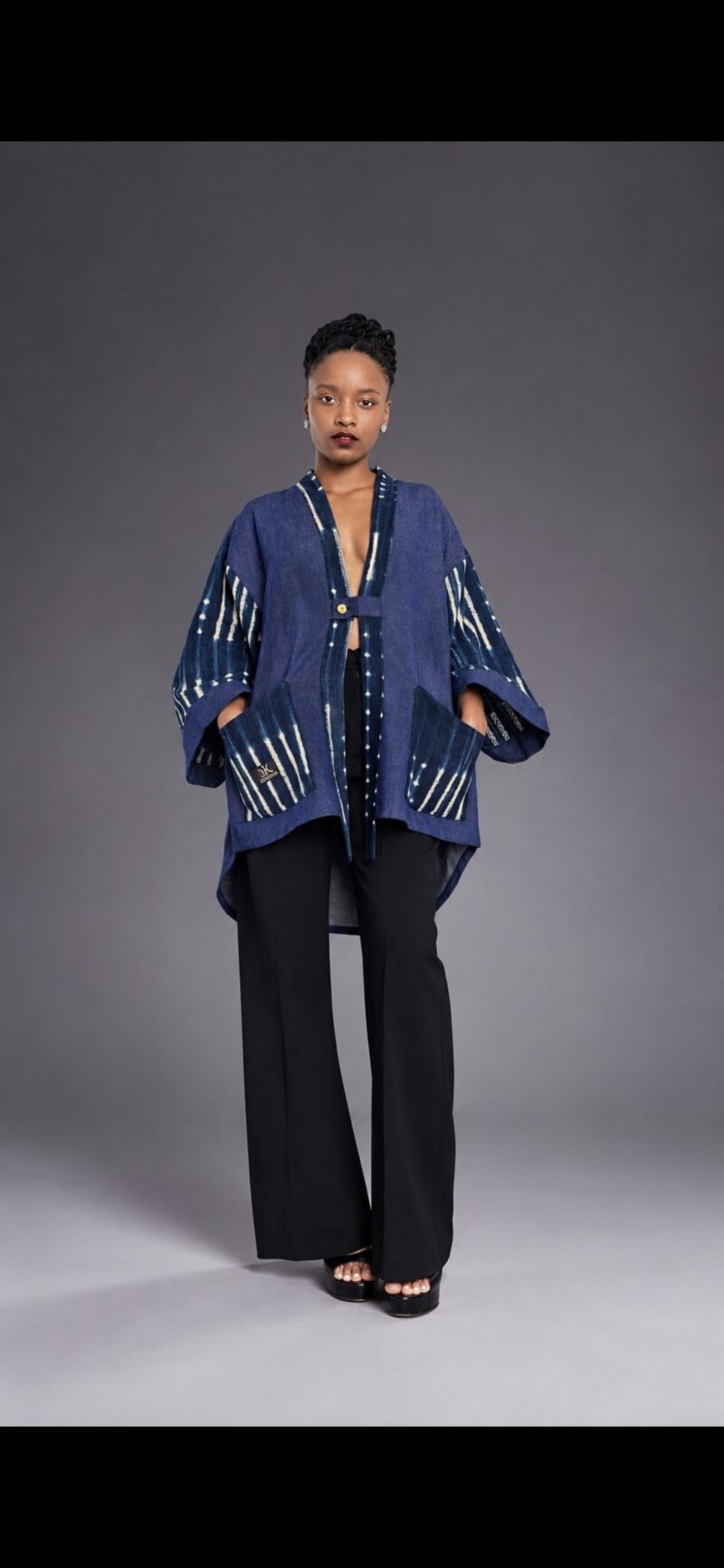 Kimono NZELA – Veste Jean Brut & Indigo Rayé Burkina Faso