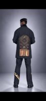 Veste en jean BOKONZI – Denim Noir & Raphia Kuba Congo Col Velours
