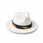 Chapeau Elingui Blanc Ivoire – Ceinture Raphia & Bouton Doré