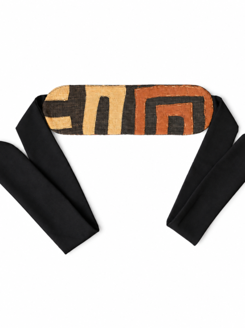 Ceinture Femme Raphia Kuba & Jersey Noir – À Nouer à la Taille