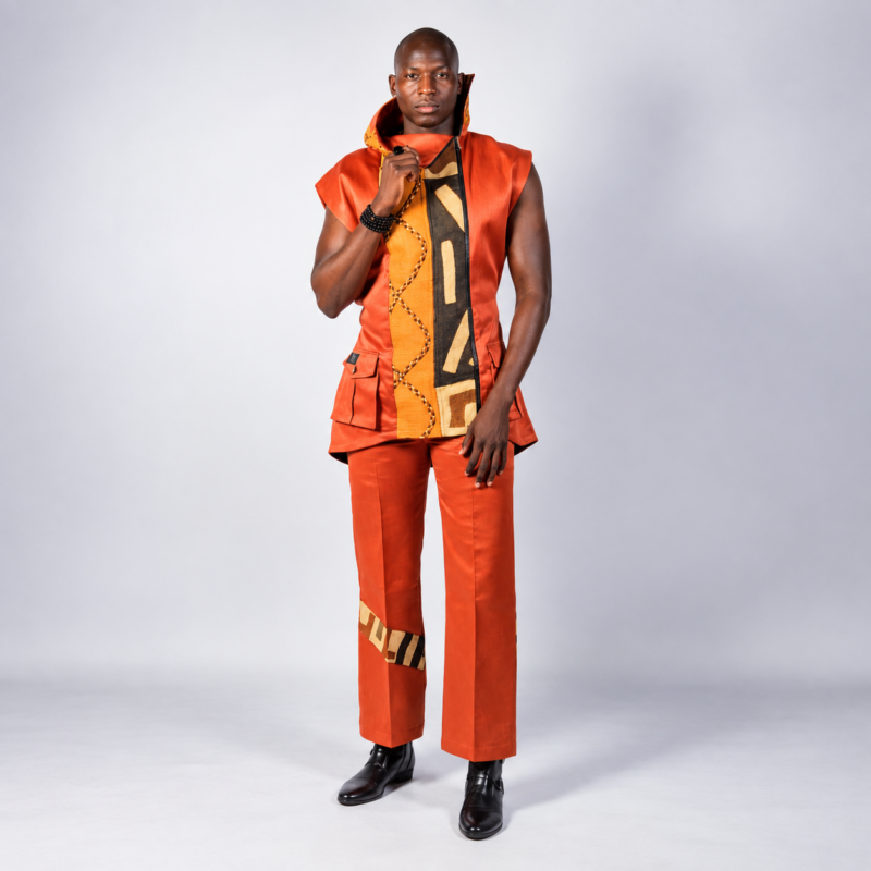 Lilala – Veste sans manches oversize en Raphia Kuba du Congo