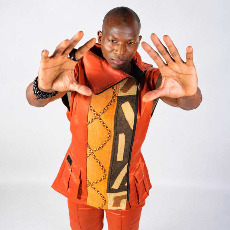 Lilala – Veste sans manches oversize en Raphia Kuba du Congo